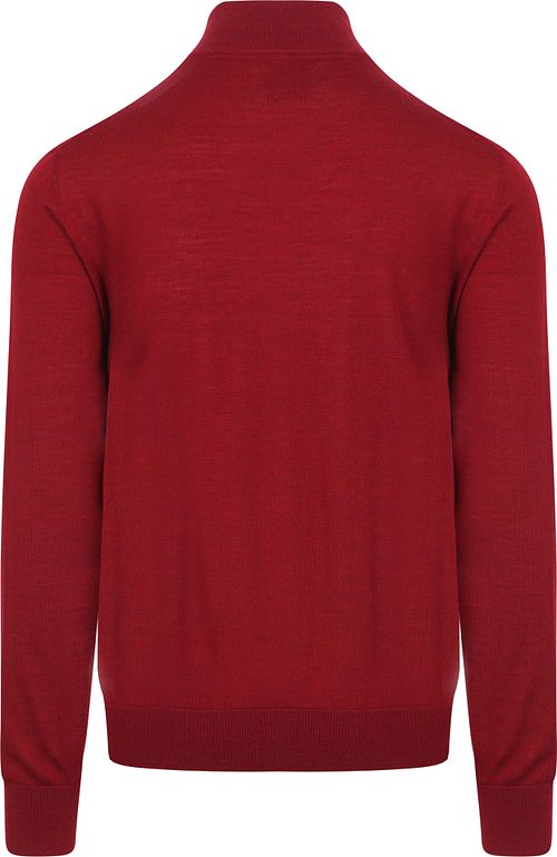 King Essentials The Michael Half Zip Pull Merino Rood Product / Achterkant
