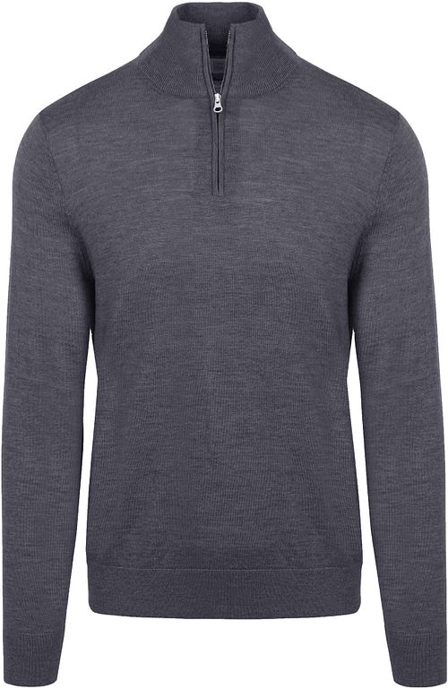 KING Essentials The Michael – sweter z krótkim zamkiem z wełny merino, antracytowy Product
