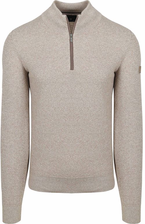 State Of Art Halvzip Tröja Beige Melerad