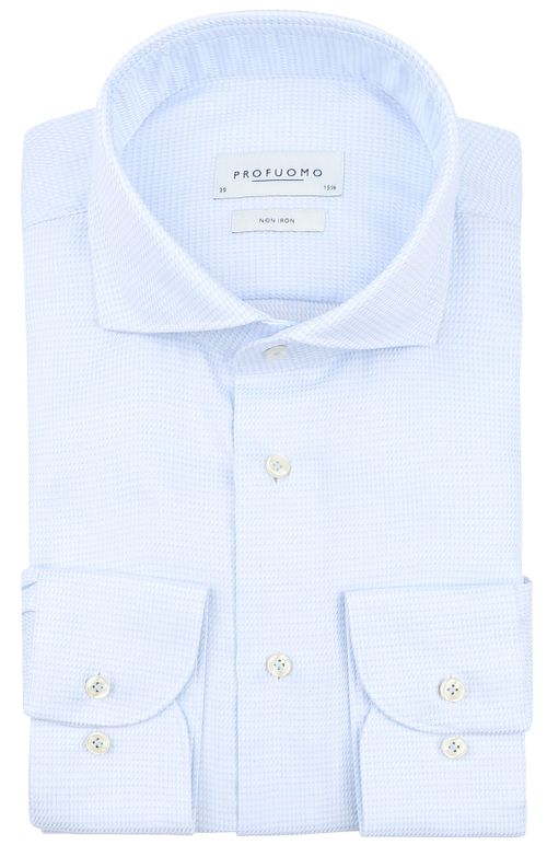 Profuomo Chemise Dobby Mouliné Imprimé Bleu Clair Product