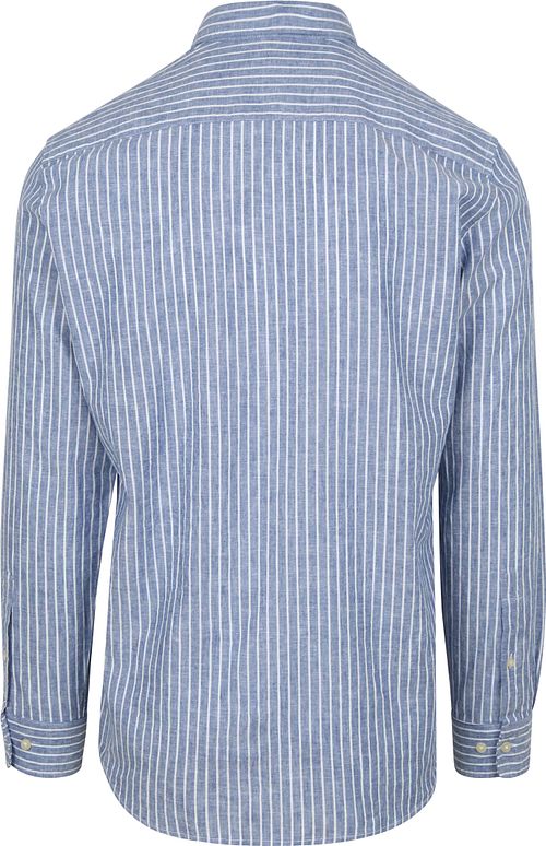 McGregor Chemise Linen Blend Rayures Bleu Product / Achterkant