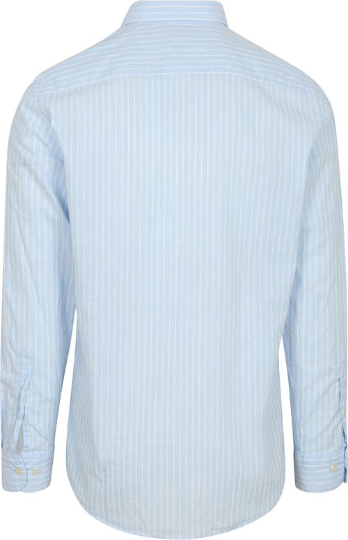 McGregor Overhemd Cotton Linen Strepen Lichtblauw Product / Achterkant