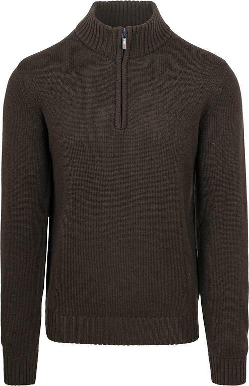 NZA halv-zip trøje Adan i uldblanding, mørkebrun Product