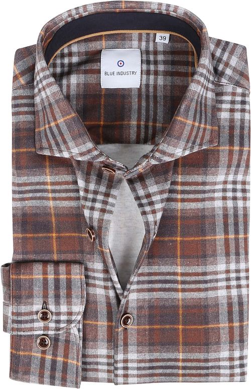 Blue Industry Overhemd Jersey Ruit Bruin Product