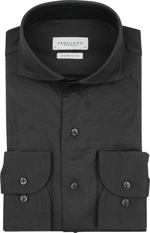 Profuomo Japanese Knitted Overhemd Antraciet Product