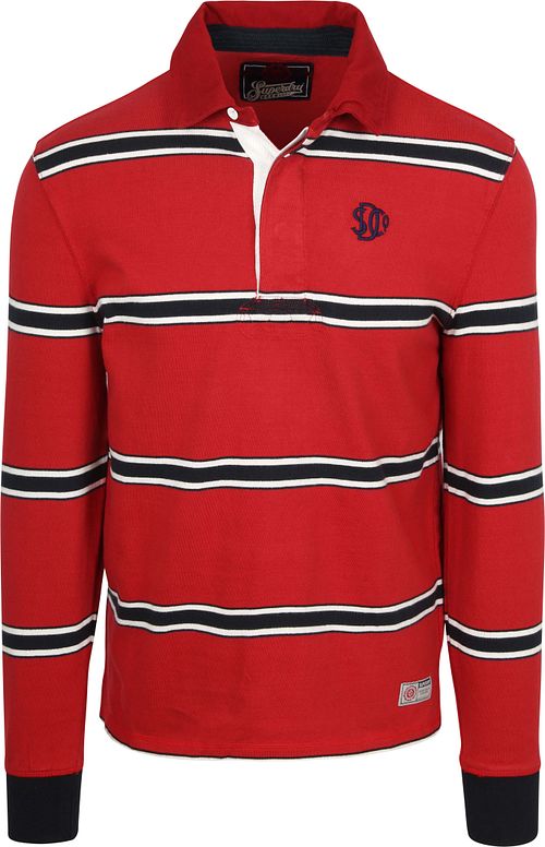 Superdry Rugby Polo Vintage Striber Rød