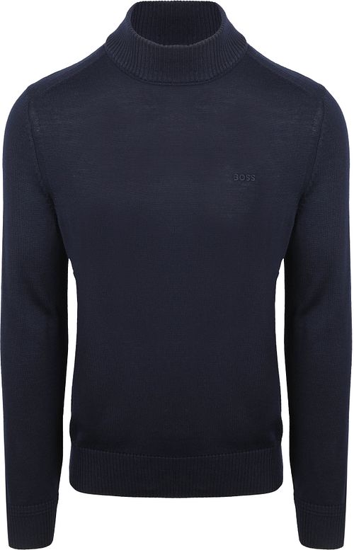 BOSS Turtleneck Genser Avac i Ullblanding Marineblå Product