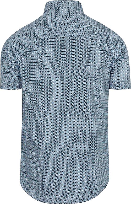 Desoto Short Sleeve Chemise Impression Bleu Aqua Product / Achterkant