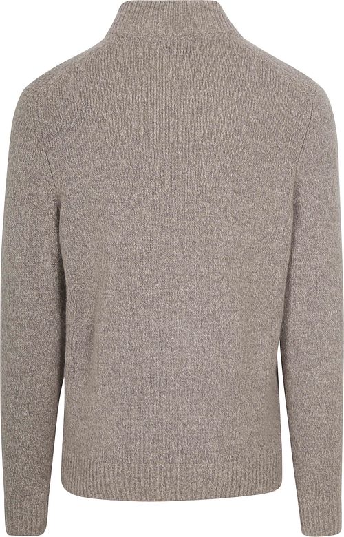 Pullover Suitable Half Zip in lana cotta color taupe Product / Achterkant