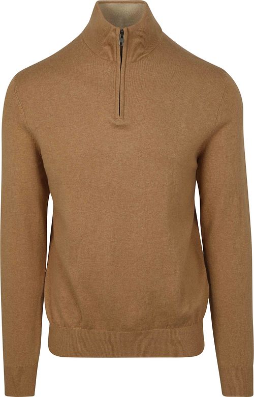 Steppin' Out sweter half-zip z bawełny i kaszmiru w kolorze camel Product