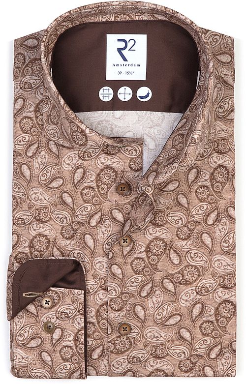 R2 Skjorta Stretch Paisley Beige Product