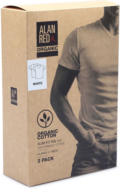 Alan Red Vancouver Organic T-Shirt con scollo a V Bianco 2-Pack Product / Detail