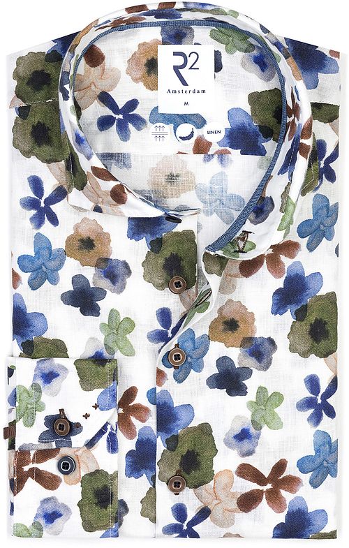 R2 Skjorta i linne med blommönster i flerfärg Product