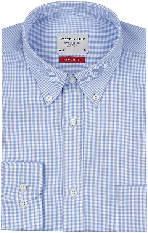 Steppin' Out Hemd Extra Lange Mouw Ruit Lichtblauw Product
