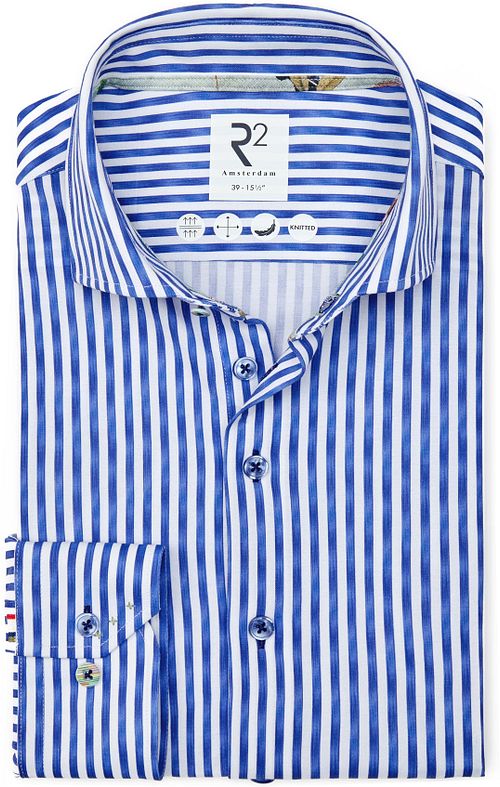 R2 Japanese Knitted Overhemd Streep Blauw Product