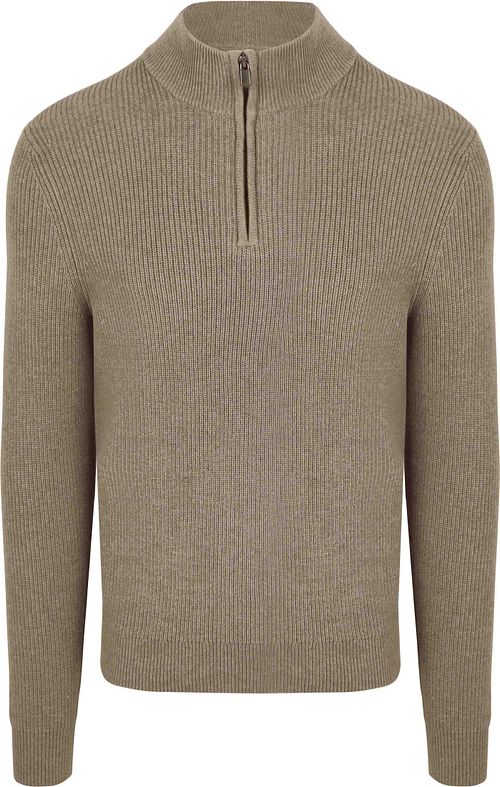 Suitable maglione half zip in misto lana taupe Product
