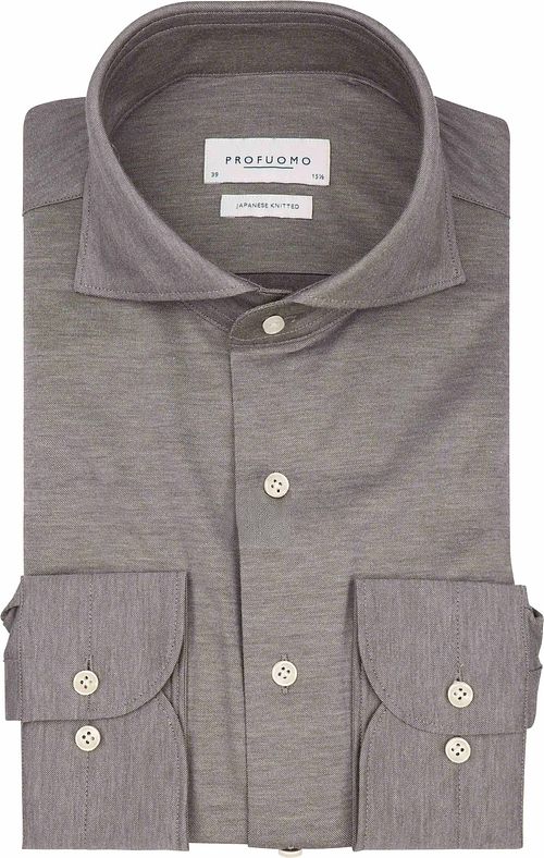 Profuomo Japanese Knitted Shirt Melange Brown Product