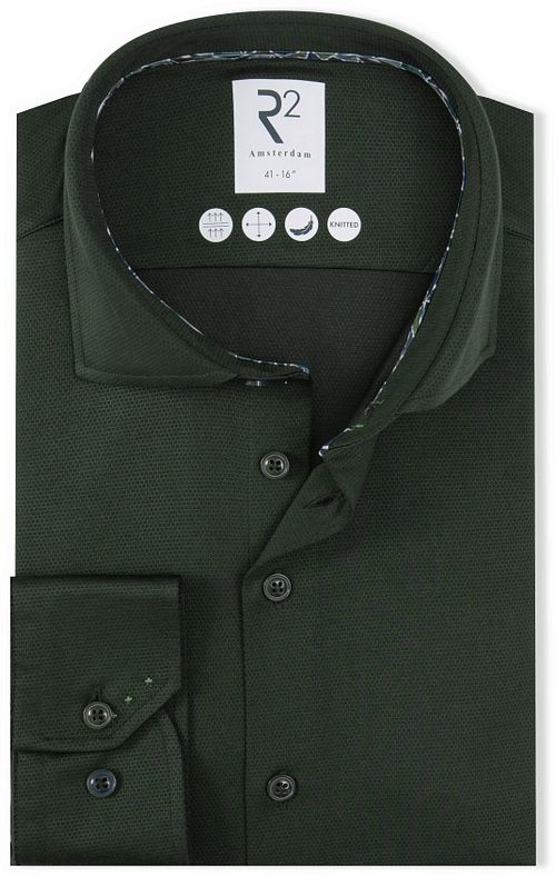 R2 Shirt Dobby Travel Shirt Dark Green Product
