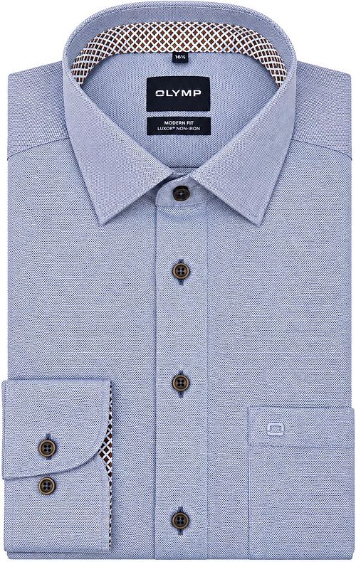 Olymp Luxor Overhemd Structure Blauw