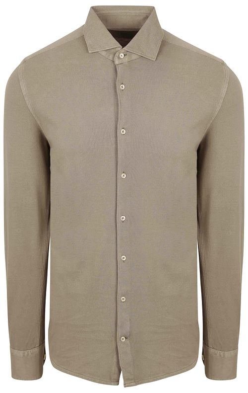 Suitable Koszula z piqué w kolorze taupe Product