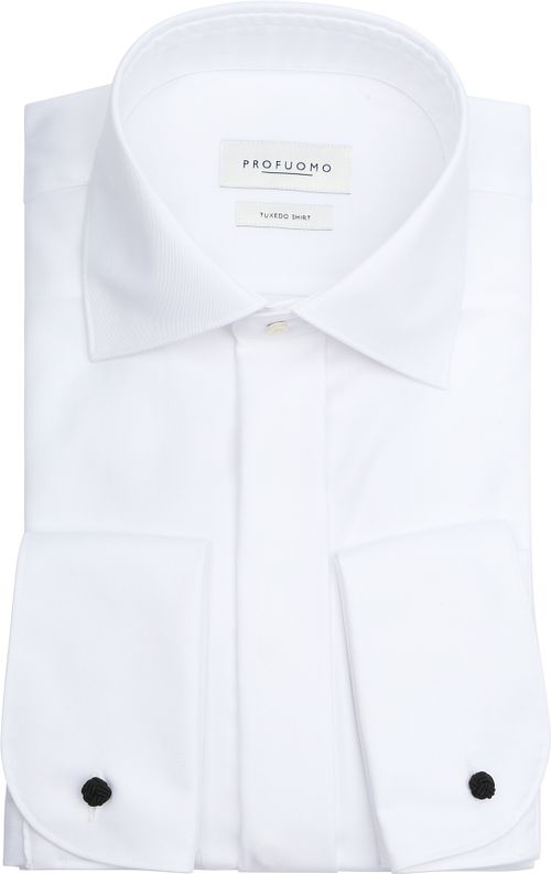 Koszula smokingowa Profuomo slim fit z podwójnym mankietem w kolorze białym Product