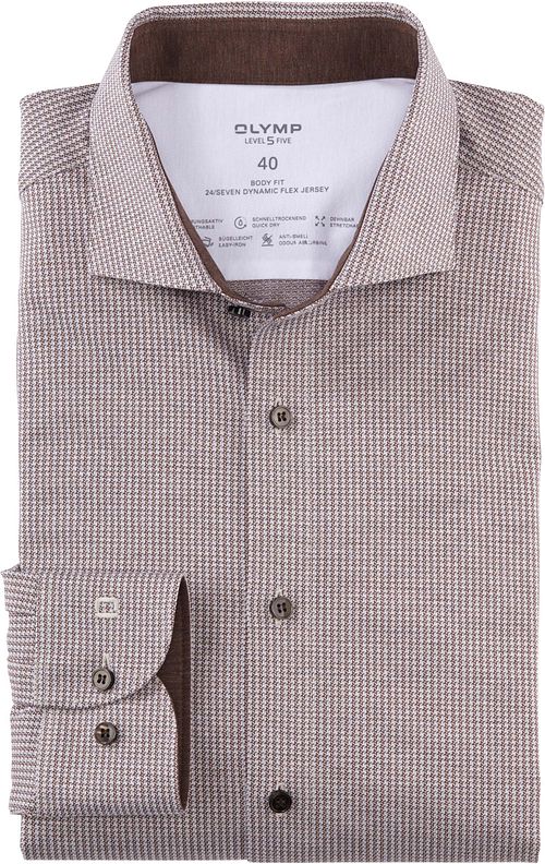 OLYMP Chemise Level 5 24/Seven Marron Pied de Poule Product