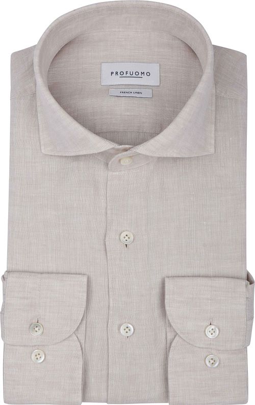 Profuomo Overhemd Linnen Sand Product