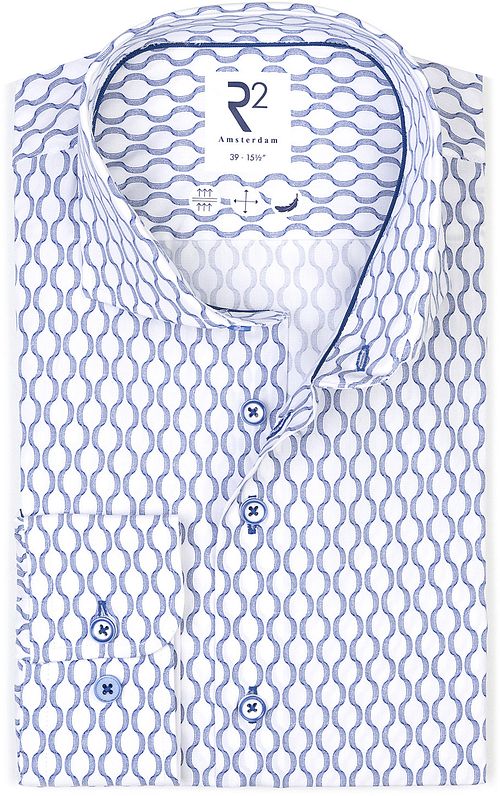 Camicia R2 in popeline con stampa blu Product