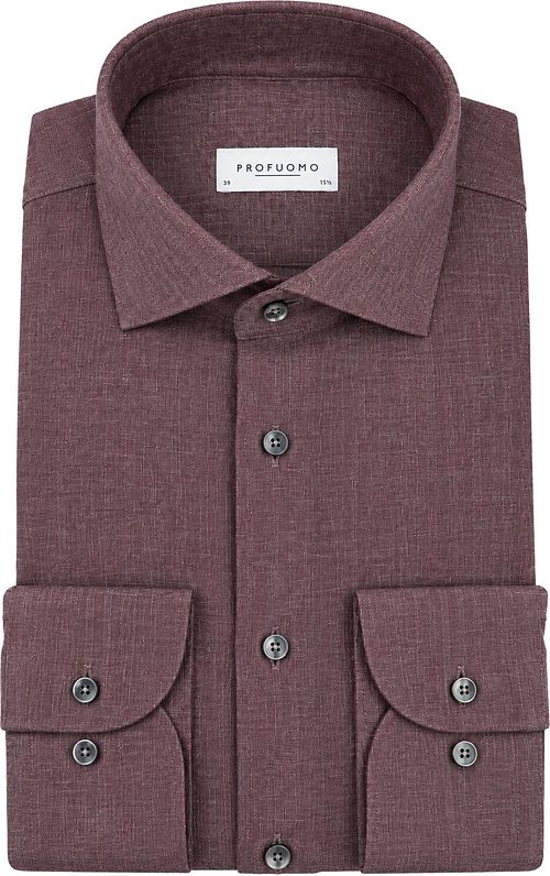 Profuomo Shirt Brushed Twill Aubergine