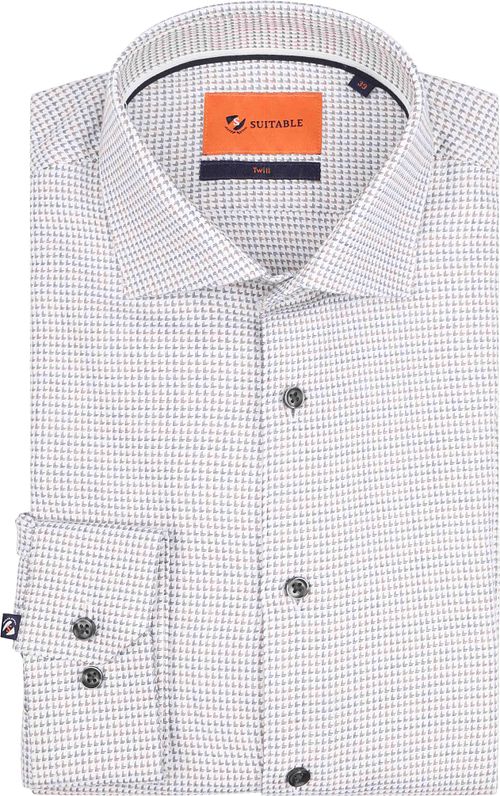 Suitable Hemd Twill Druck Weiß Product