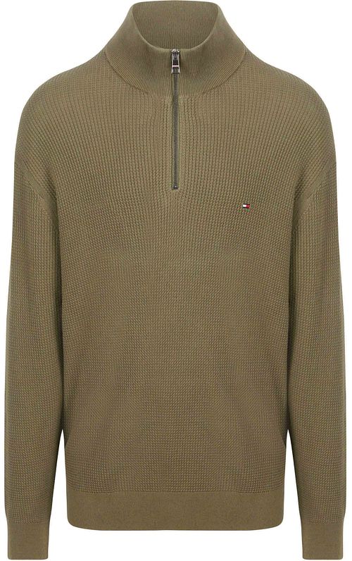 Tommy Hilfiger Big&Tall pullover a trecce con mezza zip verde oliva Product