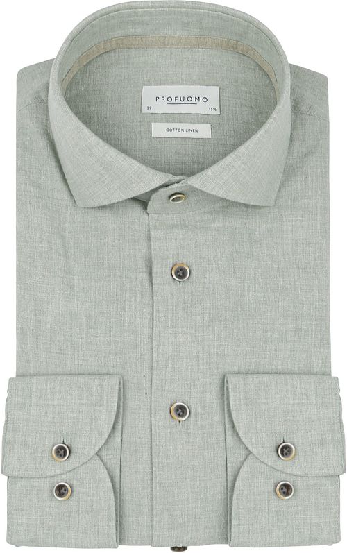 Camisa Profuomo de mezcla de lino en verde claro Product