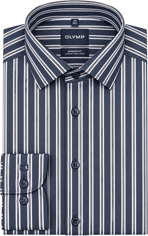 Olymp Luxor Hemd Strepen Sunshade Navy