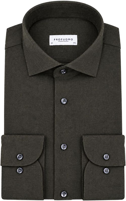 Profuomo Shirt Brushed Twill Dark green