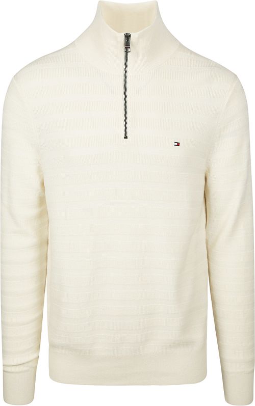 Pullover Tommy Hilfiger con mezza zip strutturato avorio Product