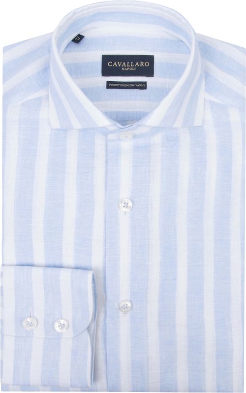 Cavallaro Trenso Shirt Linen Stripes Light Blue Product