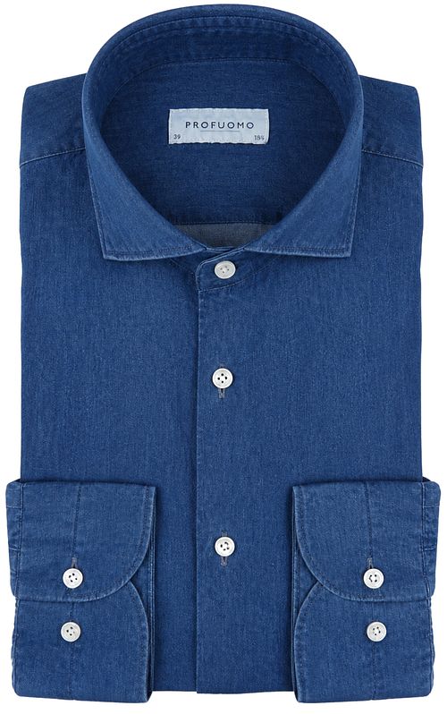Profuomo Jeans Twill Hemden Indigo