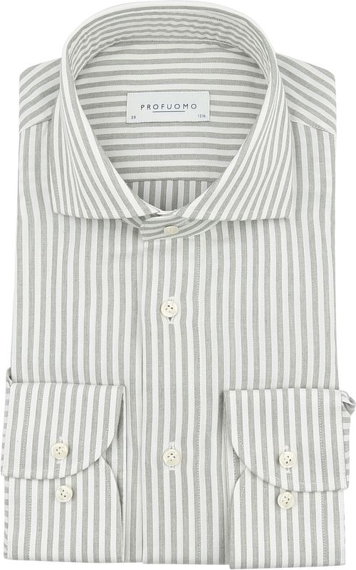 Profuomo Skjorte Stribet Cutaway Grøn Product