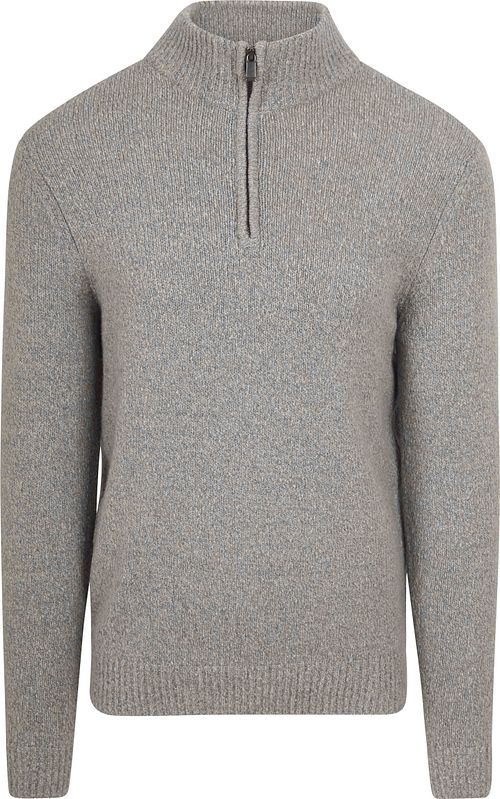 Suitable Half Zip Pullover Boiled Wool Grijs Product