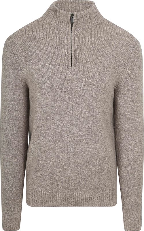 Suitable Halv lynlås Pullover i kogt uld, Taupe Product