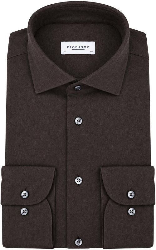 Profuomo Skjorte Brushed Twill Brun