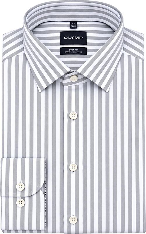 Olymp Japanese Knitted Shirt Stripe Green