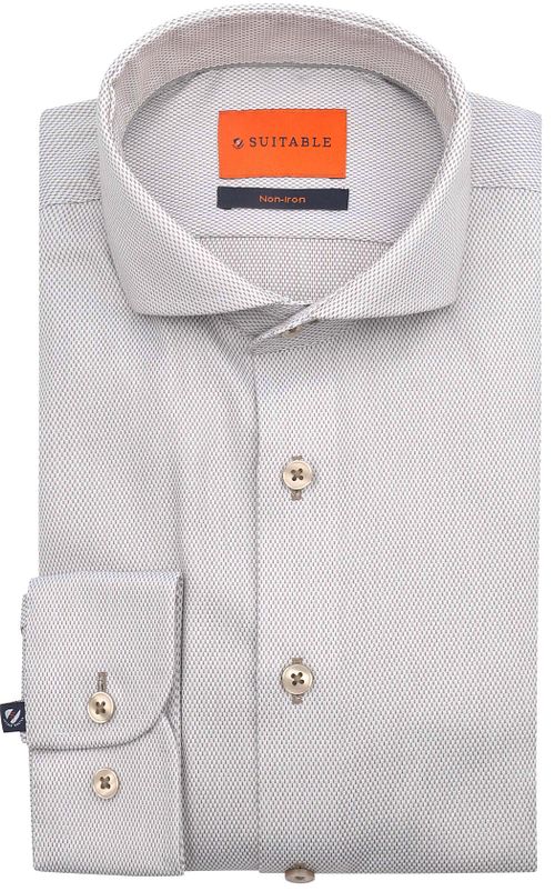 Koszula Suitable Jacquard Luxe slim fit w kolorze beż Product