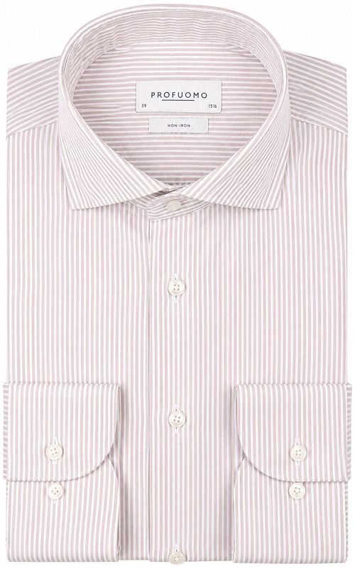 Profuomo Twill Hemd Streifen Beige