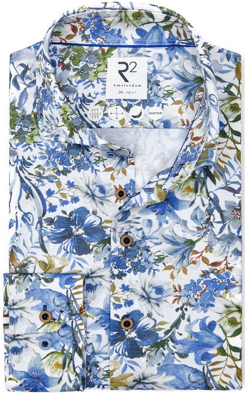 R2 Chemise Blend De Lin Impression Fleurs Bleu Product