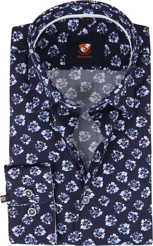 Suitable Overhemd Bloemen Donkerblauw Product