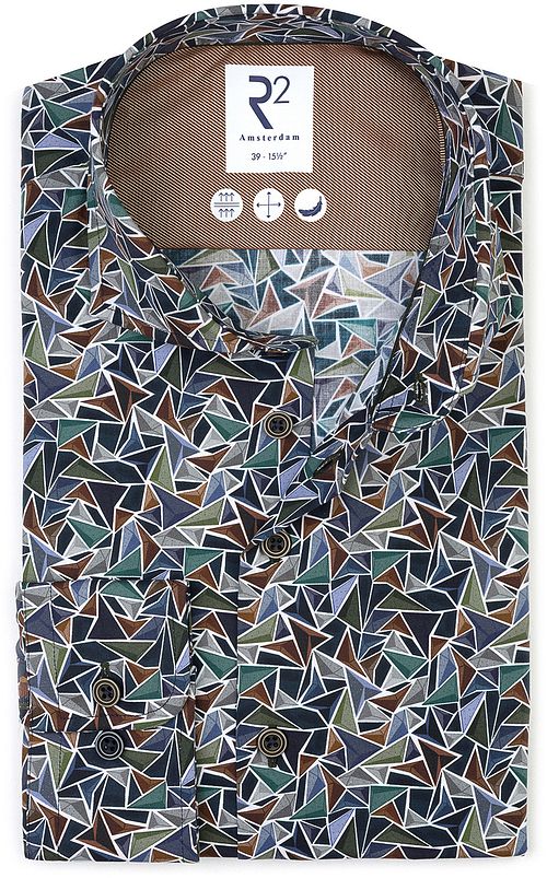 R2 Skjorte Poplin Triangle Print Grøn Product