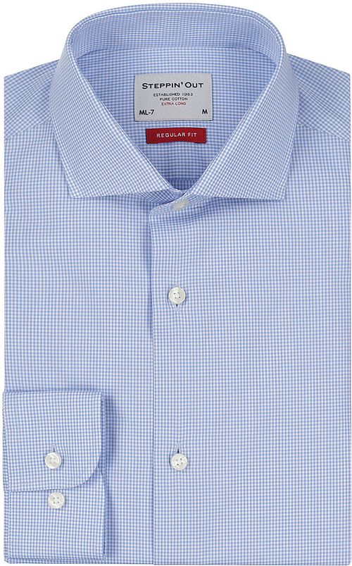 Steppin' Out Hemd Extra Lange Mouw Ruit Blauw Product