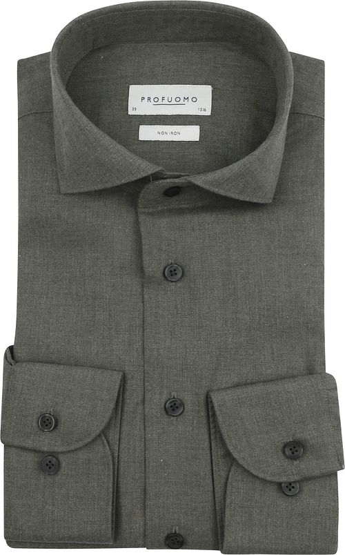 Profuomo Skjorta Peachad Twill Flanell Grön Product