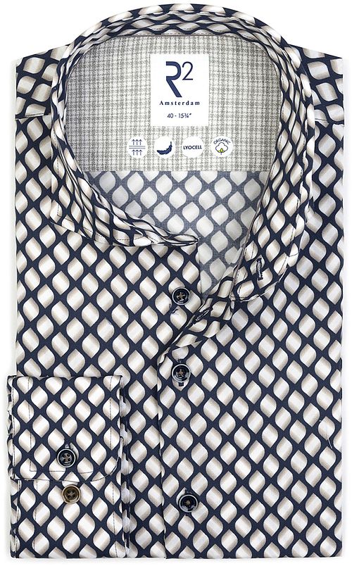 R2 Hemd Lyocell Print Navy Product